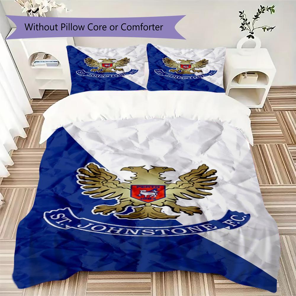 St Johnstone FC Muster Bettwäsche Steppdecken-Set Bettbezug Kissenbezug Heimdekoration Geburtstagsgeschenk (1 * Bettbezug + 2 * Kissenbezug ohne Füllung)