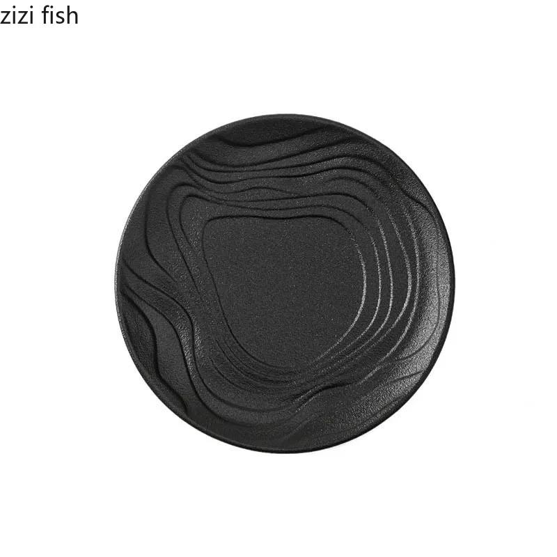 Einfarbiger Keramikteller mit Wasserkräuselmuster Restaurant Salatteller Dessert Pastateller Molekularküche Spezialgeschirr