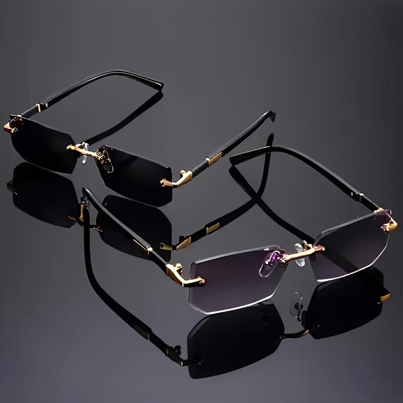 2 Pieces of Fashionable Glasses Set Retro Frameless Couple Metal Accessories Street Style and Daily Commuting Trend