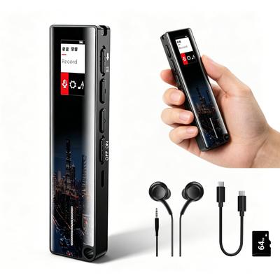 64GB IC-Sprachrekorder mit 30 Stunden kontinuierlicher TFT-Farbaufnahme, variable Geschwindigkeit, DSP-Rauschunterdrückung, MP3-Player. Ideal für und Sprache
