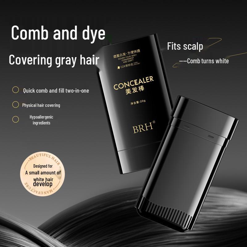 BRH No-Wash Curling Iron & Hair Dye Stick - Covers Gray, Gentle On Hair, Disposable Color Touch-Up.