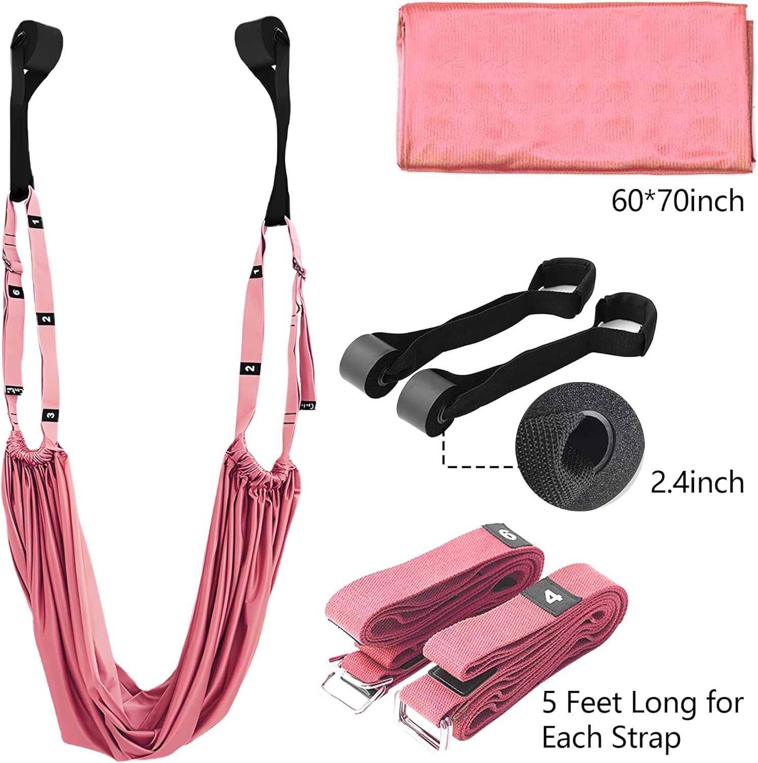 Legs Stretcher Strap Stretching Equipment Featuring Door Anchor Flexibility Trainer Backbend Assist Perfect For Dance Aerial Yoga Ballet Leg розовый