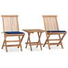 Day and Night - Day and Night Folding Garden Dining Set 3 Pieces Teak Wood Cushions