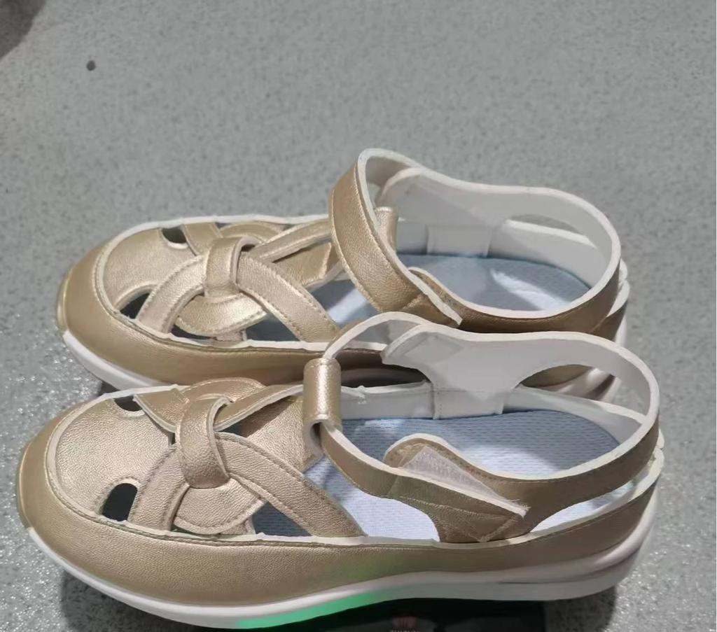 2025 High Quality Ladies Shoes Buckle Strap Women's Sandals New Closed Toe Office and Career Summer Solid Wedge Sandals Zapatos