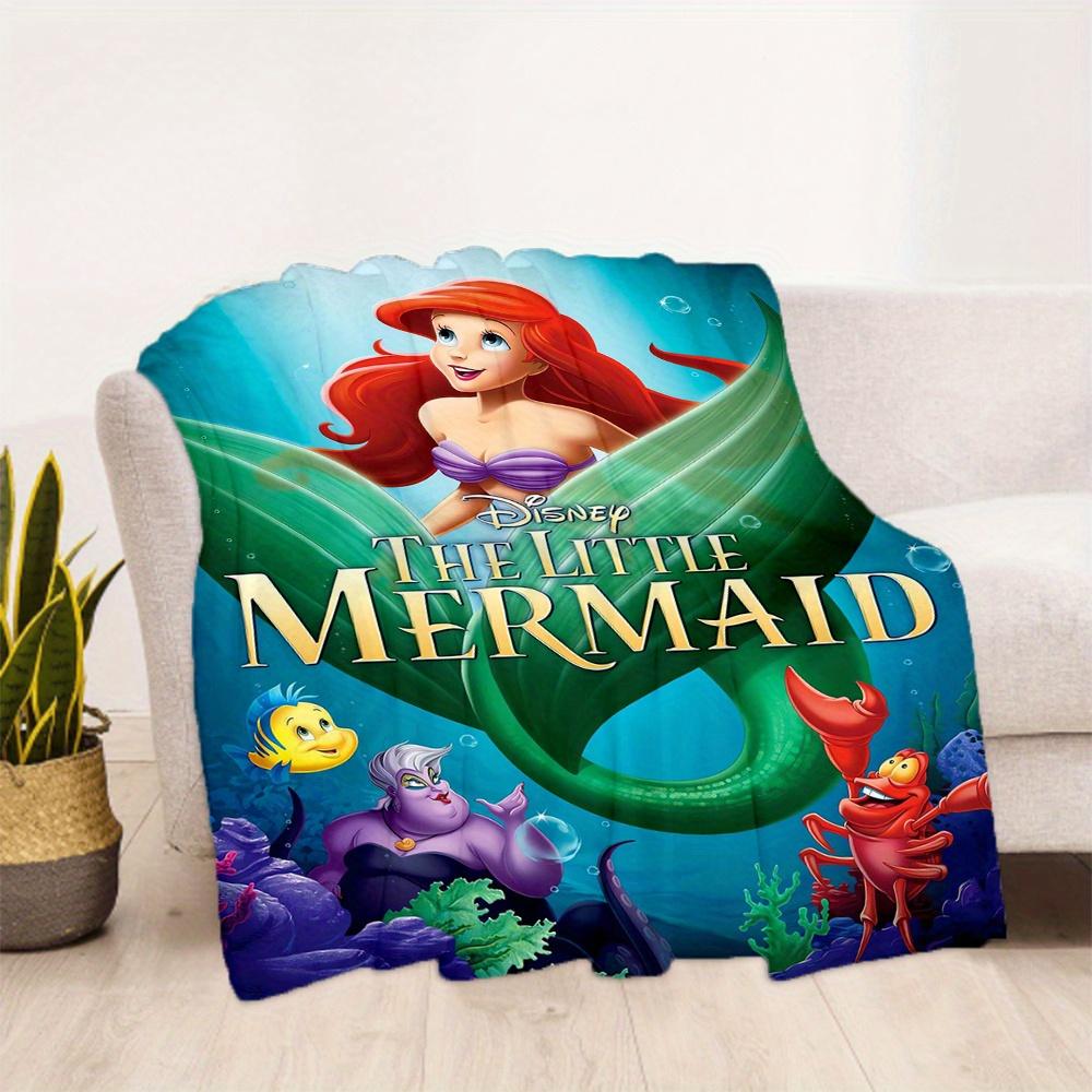 1pc, The Little Mermaid Happy Ariel Blanket Seasonal Gift for Friends, Living Room, Travel, Camping, Car Blankets