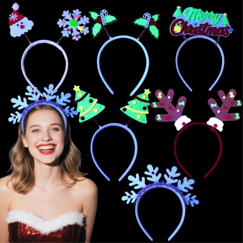 Fluorescent Hairband For Nighttime Event Soft Elastic Noctilucence Hairhoop for Christmas Party Gathering