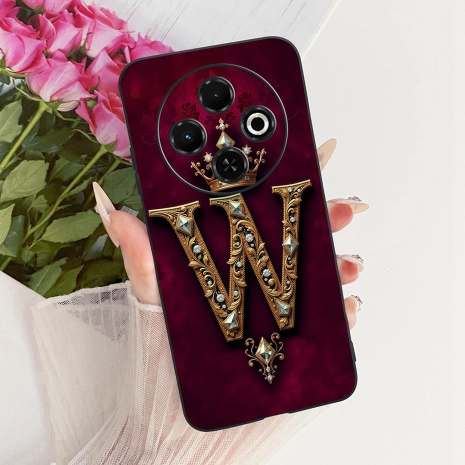 2025 Fashion Crown Letter Case For Tecno Spark 30C 30 Pro 4G Black Silicone Soft Cover For Tecno Spark30C 30 30Pro Phone Cases