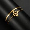 Lemegeton Charm Witch Celtic Knot Double Layer Bracelets Women Wicca Amulet Adjustable Chains Bracelet Stainless Steel Jewelry
