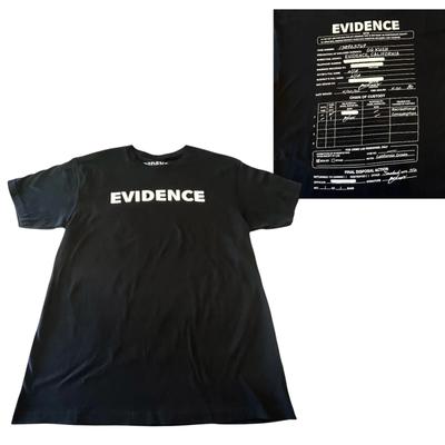 EVIDENCE LOGO Graphic T SHIRT MED TEE Men's Women's 100% Cotton Black White Top