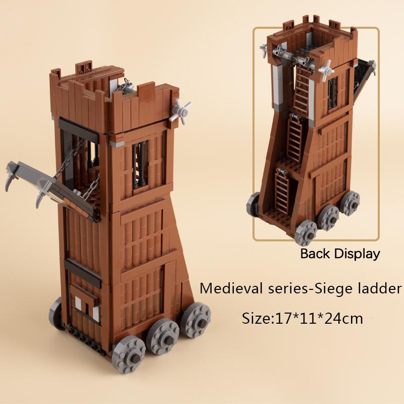 Medieval Military Castle Siege Machines Building Blocks Battering Ram Bonfire Catapults Weapons Rack Armor Helmets Bricks Toys