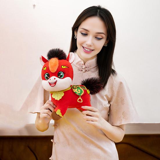 2026 Year of The Horse Plush Ornament Lucky Zodiac Car Bag Pendant Soft Stuffed Animal Toy Chinese New Year Gift