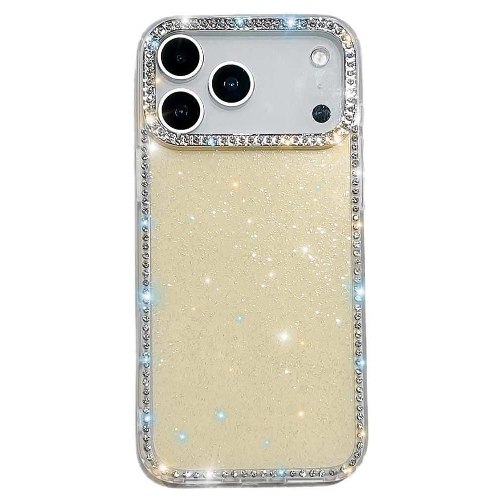For iPhone 17 Pro Max Case Rhinestone Edge Glitter Back TPU+PC IMD Phone Cover