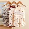 Korean Style Floral Camisole & Shorts Set: Breathable, Textured Knit, Summer Pajamas for Kids