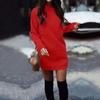 Women's Solid Thickened Oversize Long Sweater Dress Disappearing Lower Body