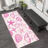 Pink Sketch Seashell Starfish Conch Runner Rug Coastal Ocean Print Non Slip Floor Carpet Nautical Bathroom Hallway Home Decor