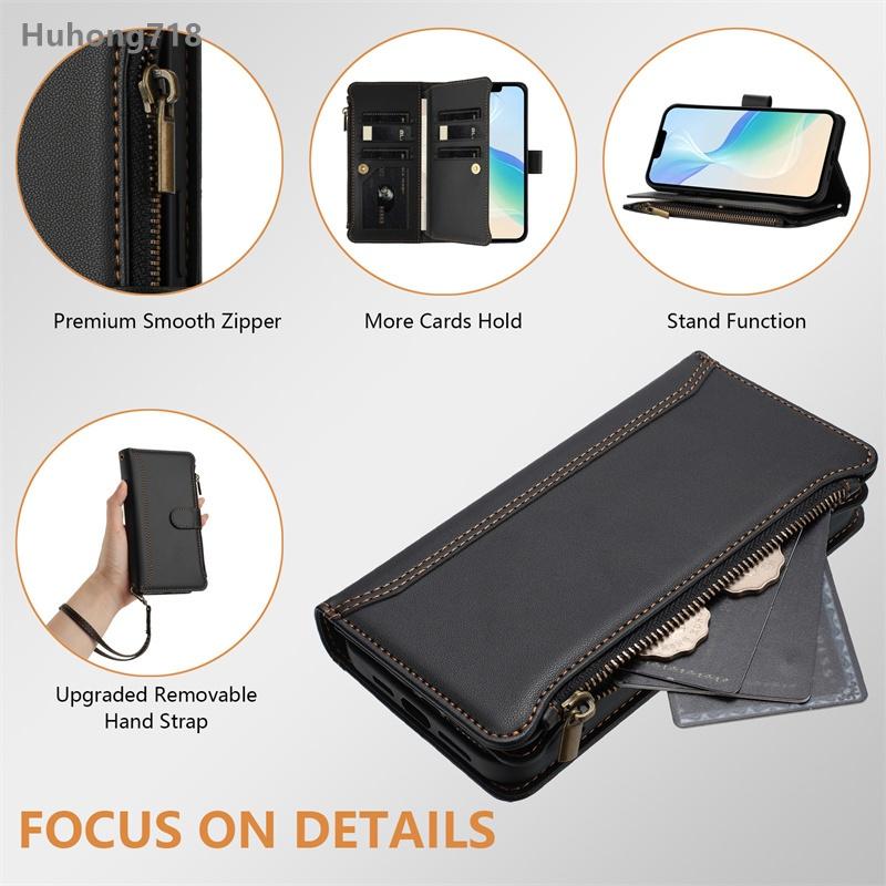 Zipper Leather Case For Samsung Galaxy Note 8 9 10 Plus Lite 20 Ultra X Cover 4 4S 5 6 7 Pro G390 5G Wallet Cover Casing
