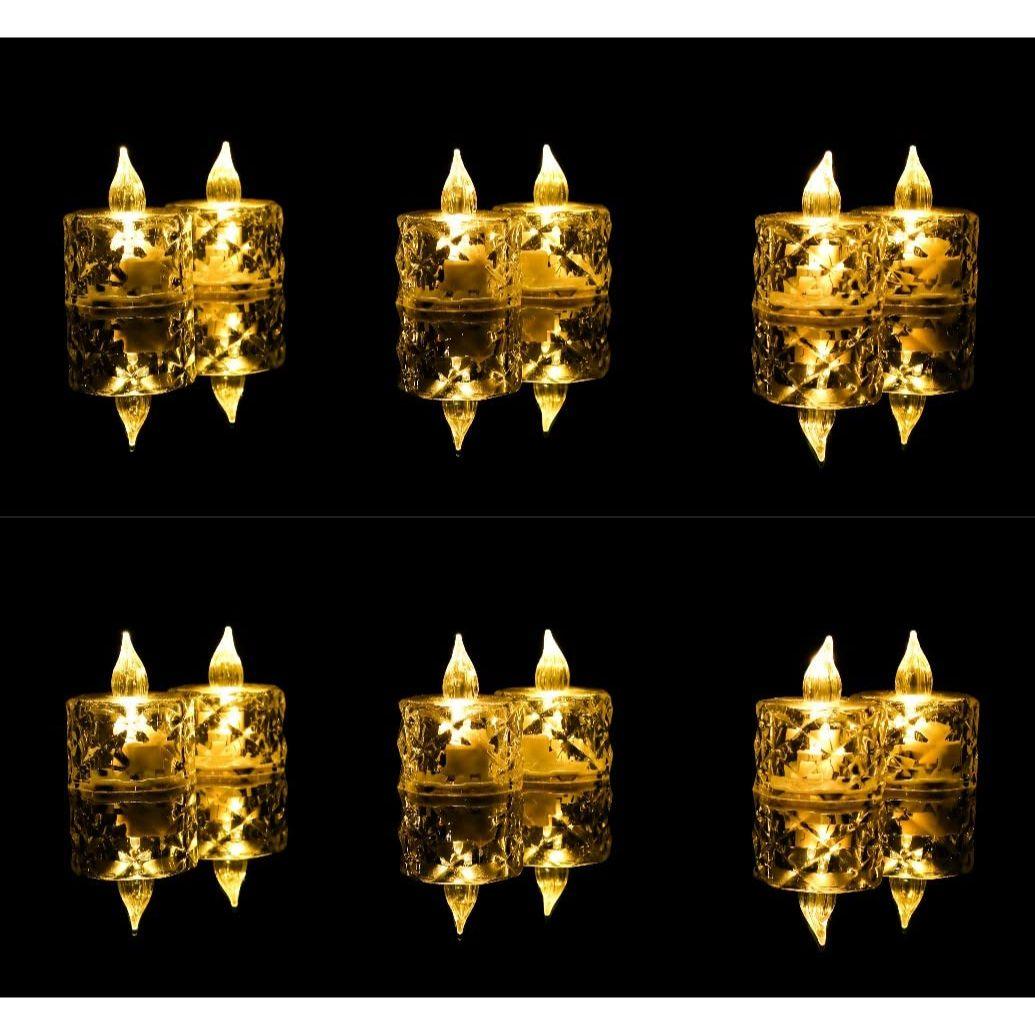 

12 Pcs LED Tea Light Candles | Flameless, Smokeless Diyas | Decorative Acrylic Candles for Christmas for Home, Home Decor, Birthday, Valentine s Day