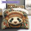 Animal In Indian Attire  Pattern Bedding Quilt Set  Home Decoration  Gift (1 * Duvet Cover + 2 * Pillowcase, Without Core)