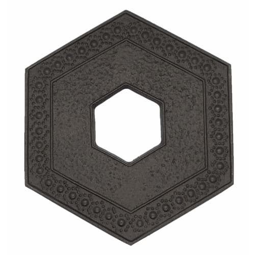 Iwachu Hexagonal Tortoise Shell-Shaped Kettle Base, Large, Black, 13.5 x 15 cm, Nambu Ironware, 17006