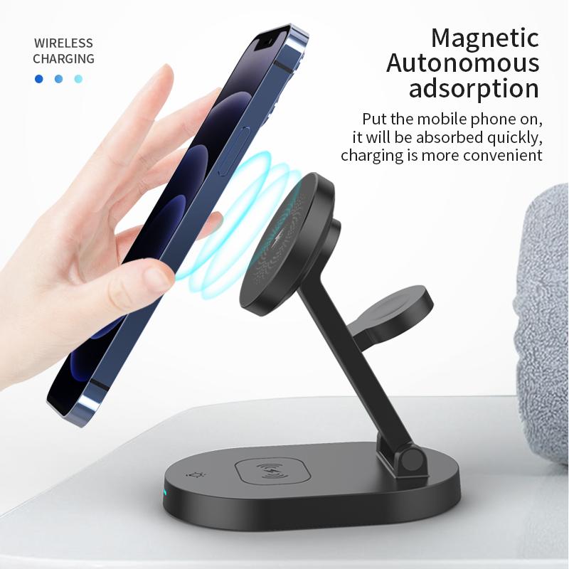 Magnetický bezdrátový nabíječ 3 v 1 15W stojan pro iPhone 12 13 14 Apple Watch 8 7 6 Airpods Fast Charging Dock Station