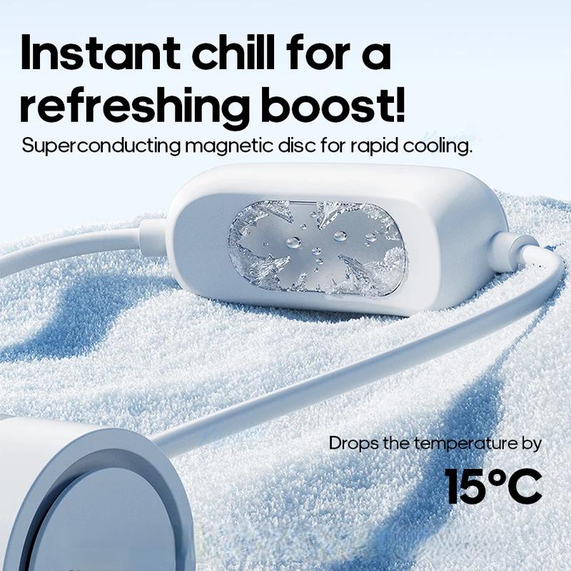 Neck Fan with Cold Compress Function 3-speed Wind Portable Personal Sports Fan for Home Outdoor Travel