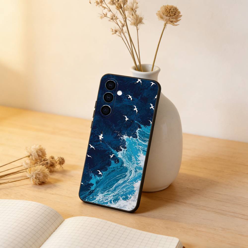Sea Phone Case For Samsung Galaxy A73,A72,A71,A70,A53,A52,A51,Soft Silicone Black Cover