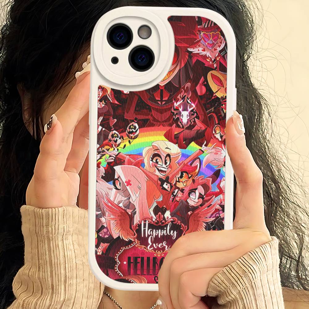 Cartoon H-Helluva Boss Phone Case For IPhone 16 15 14 13 12 11 Pro Max Plus Leather Cover