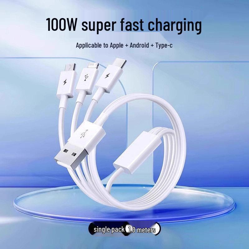 3-in-1 Multifunctional Fast Charging Cable: Type-C to Apple, 100/66 Charging Data Cable