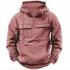 Autumn Winter Hoodies Men Half-zip Patchwork Warm Sweatshirts Multi Pockets Male Casual Pullover Outdoor Hoodie