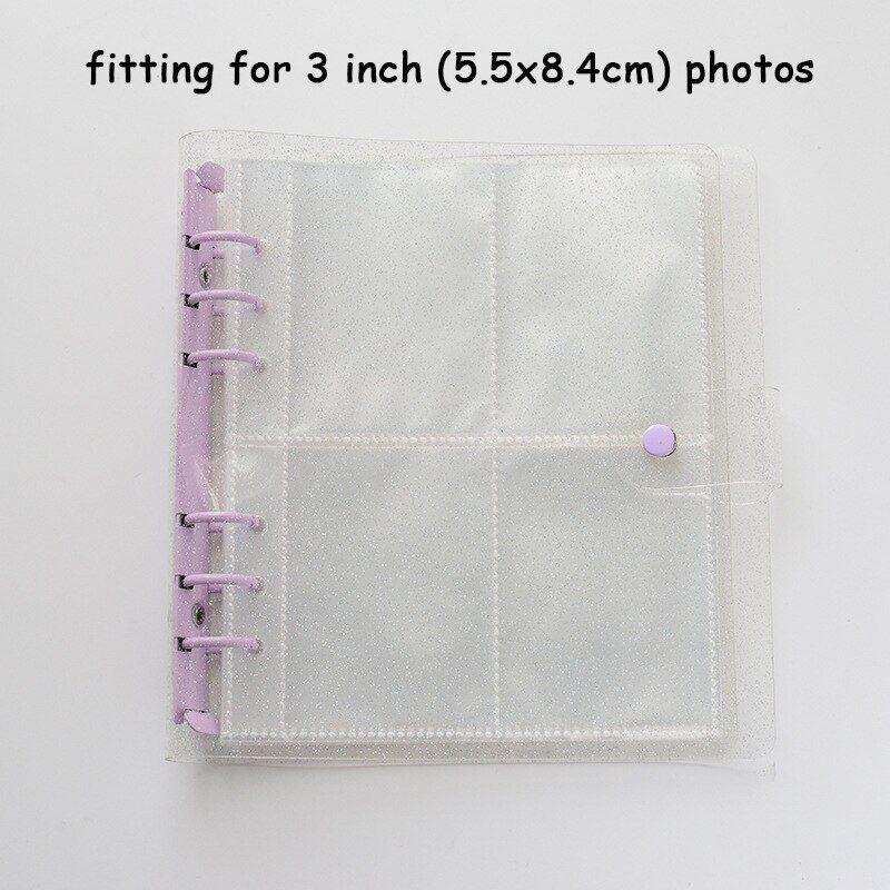 Color Transparent Clip Sparkling 6hole Loose Leaf Album Children Gifts Birthday