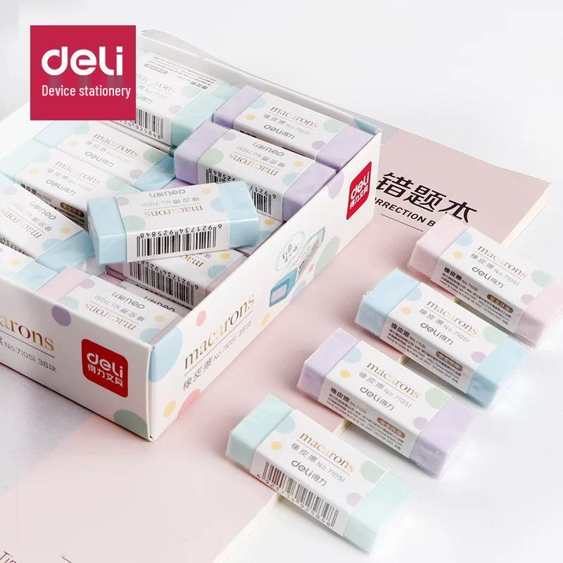 Deli 71051 Macaron Colored Soft Eraser for Students with Clean High Appearance