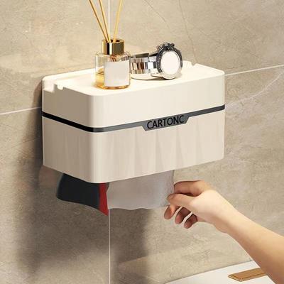 Plastic Tissue Box Self Adhesive Large Capacity Napkin Container Wall Mounted Waterproof Wipes Paper Storage Box Living Room