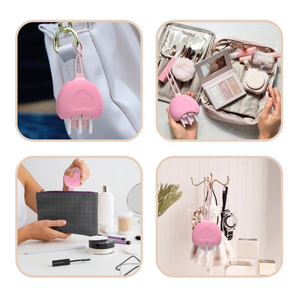 Pinceau à lèvres en silicone   Applicateur de rouge à lèvres anti-poussière Brosse à baume Housse de protection Rose