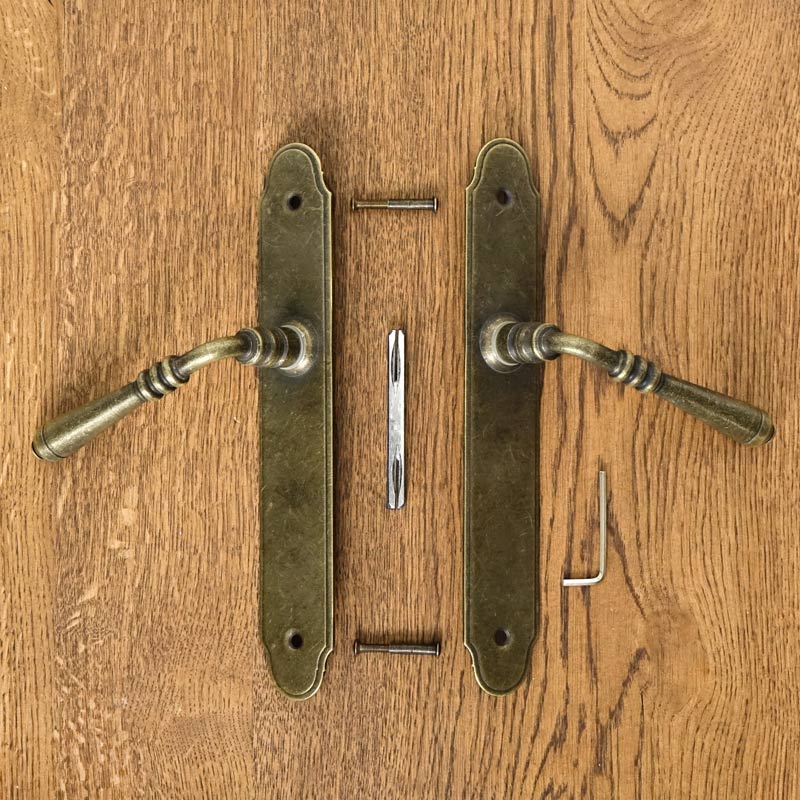 DEVON Door Handle with Plate Without Hole ANTIQUE GOLD