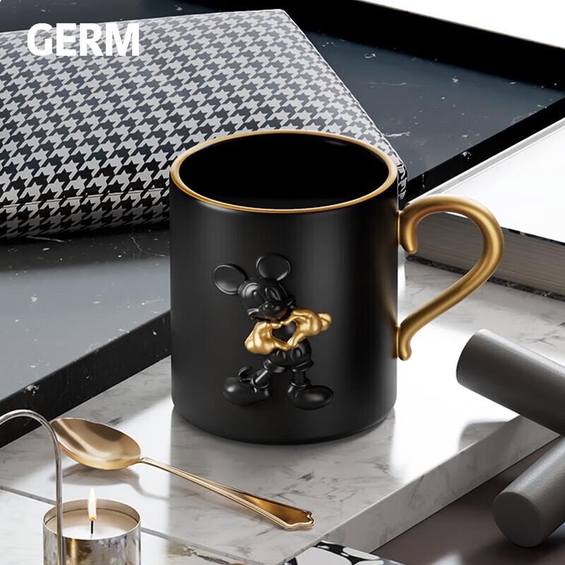 Germ Mickey Series Heart Embossed Ceramic Mug with Spoon