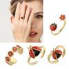 Marienkäfer Ring zum Öffnen Buntes Drip-Glasur Kunstwerk auf Kupfer Leichter Schmuck für Damen Modeaccessoires