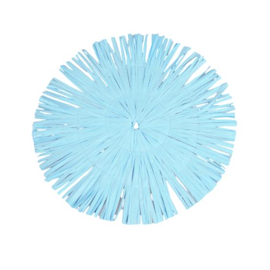 Round Paper Placemats with Tassel Fringe Handmade Woven Heat-Resistant Table Mats Non-Slip Coasters for Cups Plates Kitchen Dining Decor S синий