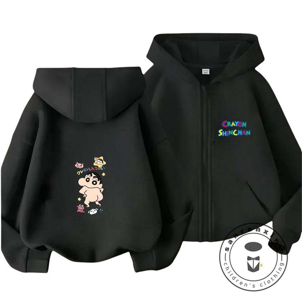 New Kids Zipper Hooded Sweatshirt Cute Cartoon Trendy Winter Outerwear Boys Girls