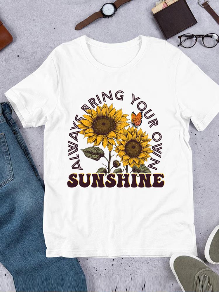 Casual Printed O-neck Printing T-shirt Clothes Ladies Butterfly Trend 90s Fashion Top Tee Short Sleeve T Women Female Clothing