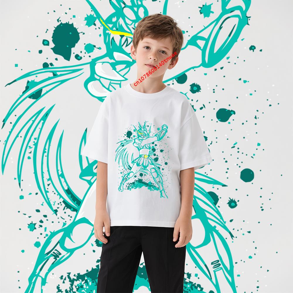 Saint Seiya Dragon Shiryu Impression Anime T-shirt Enfant 100% Coton Garçons Filles Unisexe Dessin Animé T-shirt Doux Confortable Haut à Manches Courtes
