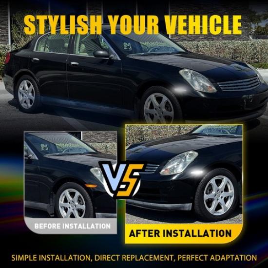 For 2004-06 Infiniti G35 Sedan Base X LED Front Side Marker Light White Smoked V