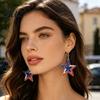 Lightweight Alloy Earrings 1 Pair Hook American Independence Day Pattern