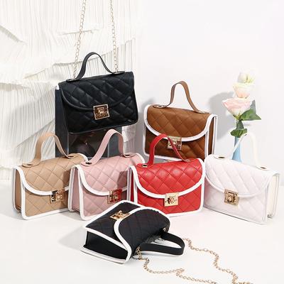Bolsa Quadrada Pequena Bordada Estilo Novo para Celular de Menina Bolsa de Mão Simples
