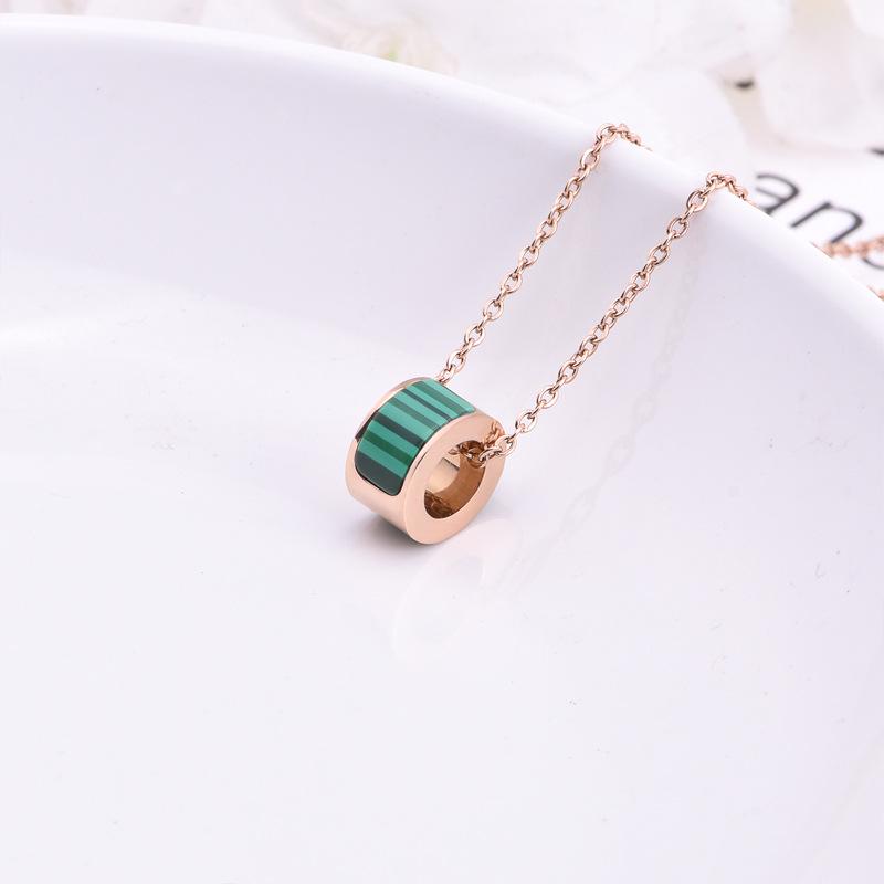 Rose Gold Malachite Necklace: Thin Waist Collarbone Chain In Japanese Korean Style