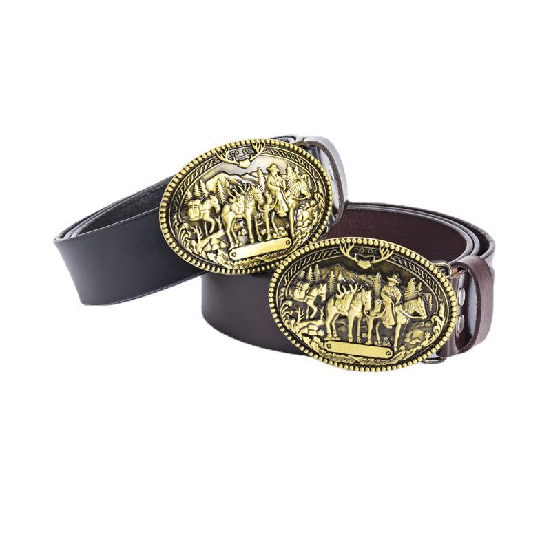 Men's Trendy Western Cowboy Genuine Leather Belt - Retro Punk Style, Perfect for Formal Wear or Birthday & New Year Gifts.