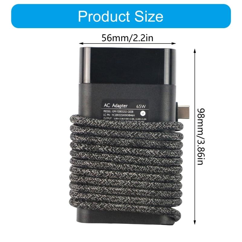 20V 3.25A 65W USB C Charger Fast Speed Travel Power Adapter for Models