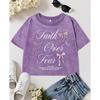 Pink Bow Faith Over Fear Print Washed Crop T-Shirt Women Summer T Shirts Cotton Slim Short Sleeve O-Neck T Shirt