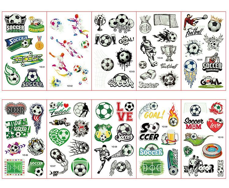 10 Sheets/Set Luminous Tattoo Stickers Children Cartoon Football Temporary Tattoos Glow Paste on Face Arm Leg for Kids Gift
