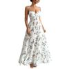 Sommerliches neues V-Ausschnitt, figurbetontes und dünnes, geblümtes langes Kleid, bedrucktes Feen-Trägerkleid