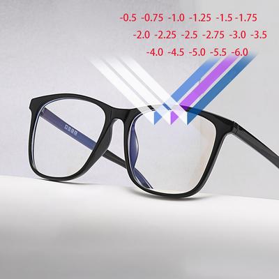 Anti Blue Light Unisex Prescription Eyeglasses Ultralight TR90 Square Nearsighted Glasses 0 To -6 0